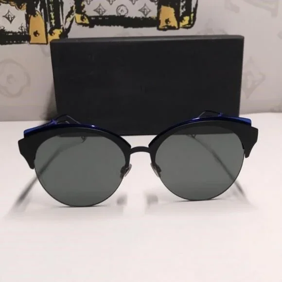 New Authentic CHRISTIAN DIOR Metal DioramaClub Sunglasses – Black & Blue